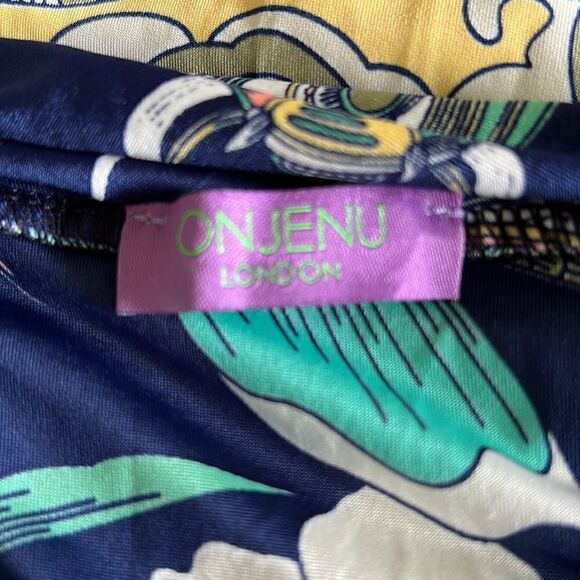 Onjenu London Koi Fish Sleeveless V Neck Navy Jersey Maxi Dress Size 4 - Picture 4 of 5